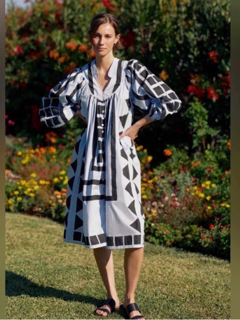 King Csilla Geometric Midi Dress